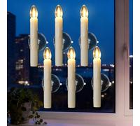 yunsheng Lot de 6 bougies de fenêtre de 17 cm avec capteur du crépuscule à | Ampoule LED vintage sans fil à piles - Bougies coniques sans flamme vacillant avec texture goutte - Décoration d'intérieur de