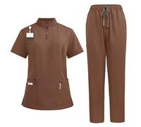 Yunshenla Ensemble Femme 2 Pcs Blouse Medicale et Pantalonde Travail Femme Taille Elastique - Tenue Aide Soignante Uniforme Infirmiere Professionnelle avec Poches et Cordon de Serrage(#32,L)