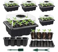 YUNSTK 5 Pièces Bac à Semis Serre de Jardin, Mini Serre Interieur Plateaux de Culture, Bac Culture avec Couvercle et Ventilation Durables Pépinière Boîte de Culture pour la Germination des Graines