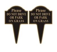 Yuntarda Lot de 2 panneaux « Do not Drive or Park on Grass » de 30,5 x 45,7 cm avec piquet intégré en aluminium antirouille, facile à installer pour une utilisation en extérieur
