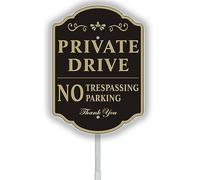 Yuntarda Panneau « No Trespassing » de 24,4 x 34,5 cm avec piquet en alliage de 71,1 cm de long, panneau en aluminium réfléchissant de 40 mm, résistant aux intempéries, installation facile pour une