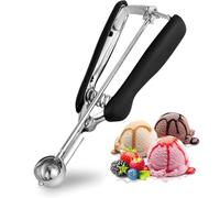 YUNYU Cuillère à crème glacée en acier inoxydable avec déclenchement - Cuillère à glace ergonomique pour desserts, pâtisserie, purée de pommes de terre et sorbet | Passe au lave-vaisselle et design