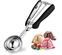 YUNYU Cuillère à crème glacée en acier inoxydable avec déclenchement - Cuillère à glace ergonomique pour desserts, pâtisserie, purée de pommes de terre et sorbet | Passe au lave-vaisselle et design