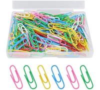 YUNYU Lot de 200 trombones colorés en plastique de 28 mm assortis dans une boîte carrée en polypropylène, pinces durables et éclatantes pour organiser des documents (couleurs mélangées)