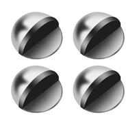 YUNYU Lot de 4 butées de porte autocollantes ovales en acier inoxydable - En forme de demi-lune - Protection murale polie avec colle, durable pour la maison et le bureau - Argenté