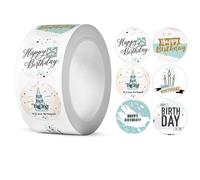 YUNYU Lot de 500 autocollants « Happy Birthday » pour scrapbooking, emballage cadeau, décoration de fête, travaux manuels, enveloppes et décorations de gâteaux, fournitures de fête d'anniversaire