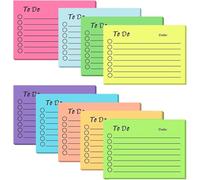 YUNYU Lot de 9 notes autocollantes lignées 7,6 x 10,2 cm, 9 couleurs assorties pour bureau, école et planification maison, fournitures accessoires bureau