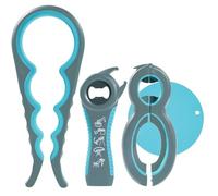 YUNYU Ouvre-bocal 4 en 1 + décapsuleur 5 en 1 avec coussinet antidérapant en silicone, lot de 4 décapsuleurs multifonctions pour mains faibles, arthrite, personnes âgées et enfants
