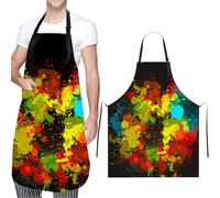 YUNZHISHIYE Tablier Cuisine Homme, Tablier Barbecue Coloré À Motif Graffiti, Imperméable Et Ajustable,Convient Pour La Cuisine, La Pâtisserie, Le Jardinage Et Le Bricolage