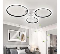 YUNZI Moderne Ventilateur de Plafond avec éclairage avec télécommande, LED 72W Dimmable Plafonnier du Ventilateur Lampe pour Salon Chambre à Coucher Cuisine, 6 Vitesses, Noir 78cm