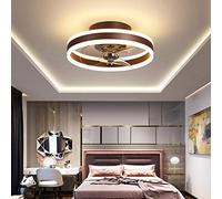 YUNZI Reversible Plafonnier Ventilateur avec Telecommande 6 Vitesses Chambre LED Dimmable Ventilateur De Plafond avec Minuterie Silencieux Moderne Plafonnier Ventilateur,Marron,50cm