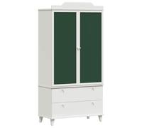 YUOGHRTFE Ardoise Armoire Blanc 90 x 45 x 180 cm | Portes vertes, cadre blanc, matériau en bois, beaucoup d'espace de rangement, pour l'intérieur