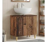 YUOGHRTFE Arnhem Meuble de lavabo en bois 59,5 x 31,5 x 59 cm | Portes réversibles, matériau résistant à l'humidité, profil fin pour les petites baignoires, espace de rangement spacieux