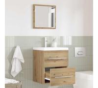 YUOGHRTFE Ensemble de meubles de salle de bain Marron 41 x 38,5 x 48 cm | Matériau en bois solide, montage mural, compartiments flexibles, boutons classiques, surface facile d'entretien