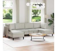 YUOGHRTFE Ensemble de salon moderne 6 pièces avec sièges rembourrés, design coussin de coffre et housse en velours crème - Ensemble de meubles ergonomiques en contreplaqué et mousse pour plus de