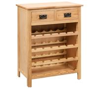 YUOGHRTFE Étagère à vin en bois de chêne massif - 72 x 32 x 90 cm - Étagère sur pied avec baguettes évasées et pièces métalliques élégantes, robuste et durable, grand espace de rangement