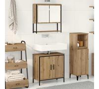 YUOGHRTFE Lot de 2 meubles de salle de bain Marron 60 x 30 x 60 cm Matériau | Armoire de lavabo et armoire à miroir, montage mural, portes encastrées, poignées plus longues, miroir transparent