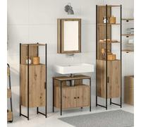 YUOGHRTFE Lot de 4 meubles de salle de bain en chêne Artisan 33 x 33 x | Matériau en bois, montage mural, poignées à boutons, pieds noirs, rectangulaire, facile d'entretien