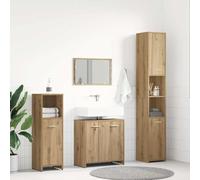 YUOGHRTFE Lot de 4 meubles de salle de bain en chêne Artisan | Résistant à l'humidité, robuste, surface lisse, beaucoup d'espace de rangement, support mural de sécurité, facile d'entretien