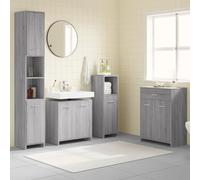 YUOGHRTFE Lot de 4 meubles de salle de bain gris Sonoma avec espace de | 4 pièces, gris, sonoma, matériau en bois, résistant à l'humidité, design simple, poignées pratiques, support mural inclus