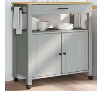 YUOGHRTFE Monza Chariot de cuisine 84 x 40 x 88,5 cm en pin massif, design vintage avec tiroir et 2 portes, chariot à roulettes avec 4 roues (2 verrouillables), polyvalent dans la cuisine, le salon