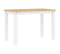 YUOGHRTFE Table à manger blanche 112 x 60 x 75 cm en pin massif | Plateau de table robuste, nettoyage facile, max. 110 kg par siège, pour cuisine et salle à manger