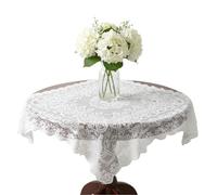 Yuomeaz Nappe en dentelle blanche de 90 x 90 cm, petite nappe carrée brodée de style vintage au crochet pour l'été, l'extérieur, le thé, la réception, le dîner, la décoration d'intérieur