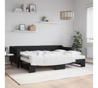 YUOTYRKTEJRSG 2 en 1 Mousse Salon ou Chambre gigogne Noir 80 x 200 cm | Lit de jour avec lit gigogne 2 en 1 canapé convertible matelas mousse noir 80x200 cm tissu salon chambre