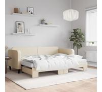 YUOTYRKTEJRSG 2w1 z materacem piankowym Salon sypialnia 80x200 cm kremowy | Lit de jour avec gigogne et matelas crème 80x200 cm tissu canapé lit convertible double invités salon chambre