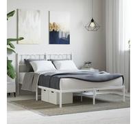 YUOTYRKTEJRSG Acier Robuste Design Classique Blanc 160x200 cm | Cadre de lit métal robuste 160x200 cm sans sommier ni matelas, tête de lit blanche intégrée, structure renforcée pour chambre
