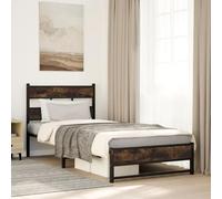 YUOTYRKTEJRSG Acier Robuste Design Classique Brun 100 x 200 cm | Cadre de lit en métal sans matelas chêne fumé 100x200 cm lit plateforme renforcé sommier tapissier robuste chambre adulte