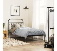 YUOTYRKTEJRSG Acier Robuste Design élégant Classique Noir 90 x 200 cm | Cadre de lit métal robuste sans matelas 90x200 cm avec tête de lit noire style industriel pour chambre adulte