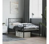 YUOTYRKTEJRSG Acier Robuste élégant Classique Noir 90x200 cm | Cadre de lit métal 90x200 cm sans matelas robuste literie chambre noire pied inclus structure renforcée sommier têtes de lit