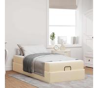 YUOTYRKTEJRSG avec tiroirs intégrés Design Minimaliste 80 x 200 cm Crème | Cadre de lit avec matelas 2 pcs Crème tissu, Literie complète avec rangement intégré, Sommier-housse en tissu doux pour