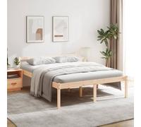 YUOTYRKTEJRSG Bois de pin Massif lit Senior surélevé Brun 160x200 cm | Lit Personne Agée Sans Matelas 160x200 Pin Massif Cadre Surélevé 45cm avec Tête de Lit et Rangement