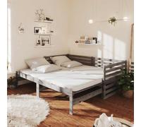YUOTYRKTEJRSG Bois Massif Coulissant Gris 2x90x200 cm | Lit Coulissant sans Matelas Gris 2x(90x200) cm Canape en Pin Massif Double pour Invites, Banquette avec Tire pour Petit