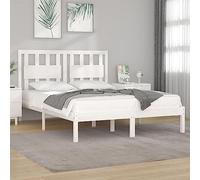 YUOTYRKTEJRSG Cadre de lit sans Matelas Blanc Bois Massif 120x200 cm sommier à Lattes Inclus Structure literie Solide Chambre Adulte Enfant Meuble châssis de lit en pin Naturel Robuste Montage Facile