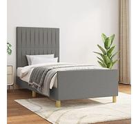 YUOTYRKTEJRSG Cadre de lit sans Matelas Gris foncé 90x190 cm en Tissu Respirant avec tête de réglable pour Chambre à Coucher Stable Soutien Robuste lit Plateforme contrecollé pour Lecture télévision