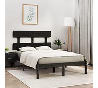 YUOTYRKTEJRSG Cadre de lit sans Matelas Noir 140x190 cm Bois Massif pin Robuste sommier Design Chambre à Coucher tête de Confortable Stable lit Adulte châssis 145x195 cm
