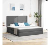 YUOTYRKTEJRSG Faux Cuir hydraulique Levage latéral Gris 160 x 200 cm | Lit avec rangement et matelas Gris foncé 160x200 cm Polyester avec tête de lit et mécanisme hydraulique pour chambre moderne