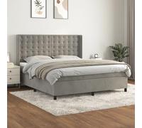 YUOTYRKTEJRSG Letto Con sommier a doghe e materasso 180x200cm Morbido Velours Grigio Chiaro Contenitore Testiera regolabile Con supporto lombare Salvietta antiscivolo