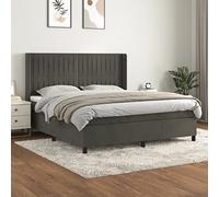 YUOTYRKTEJRSG Letto Con Sommier a Lattice e Materasso Grigio Scuro 160x200cm, Telaio in Velluto Con Testiera Regolabile, Contenitore a Molle Insacchettate, Letto Matrimoniale Con Coprimaterasso