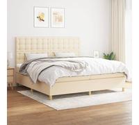 YUOTYRKTEJRSG Materac z tkaniny z regulowanym wezgłowiem 200x200 cm Kremowy | Sommier à lattes avec matelas ressort ensaché Crème 200x200 cm Tissu réglable confort dos