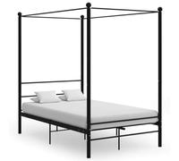 YUOTYRKTEJRSG Métal élégant baldaquin Standard Noir 140x200 cm | Cadre de lit à baldaquin sans matelas noir 140x200 cm métal tente élégant cadre de lit en métal design moderne chambre à