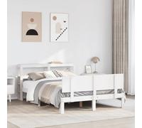 YUOTYRKTEJRSG Pin Massif avec étagères tête de lit Blanche 120x190 cm | Cadre de lit bois massif blanc avec tête de lit et rangements 120x190 cm sans matelas