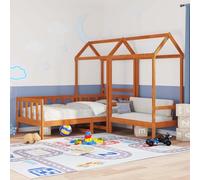 YUOTYRKTEJRSG Pin Massif Design épuré Lit 80 x 200 cm Marron | Ensemble Lit de Jour 3 pcs Brun Ciré Pin massif Moderne avec Rangement Complet pour Petit Salon Chambre