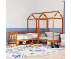 YUOTYRKTEJRSG Pin Massif Design épuré Lit 80 x 200 cm Marron | Ensemble Lit de Jour 3 pcs Brun Ciré Pin massif Moderne avec Rangement Complet pour Petit Salon Chambre