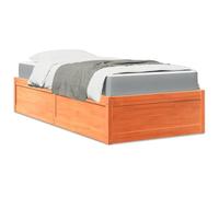 YUOTYRKTEJRSG Pin Massif Design Intemporel 90x200 cm Brun | Lit avec matelas cire marron 90x200 cm bois massif de pin cadre lit sommier ensemble chambre adulte