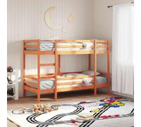 YUOTYRKTEJRSG Pin Massif Lit superposé avec Garde Corps Marron 90x200 cm | Lit superposé en pin massif 90x200 cm marron ciré sans matelas lit mezzanine pour enfants avec échelle et garde-corps