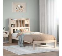 YUOTYRKTEJRSG Pin Massif Rustique avec Rangement intégré Brun 90x190 cm | Lit Bibliothèque 90x190 cm Sans Matelas Bois de Pin Massif avec Sommier à Lattes, Tête de avec Rangements et Tiroirs, Cadre